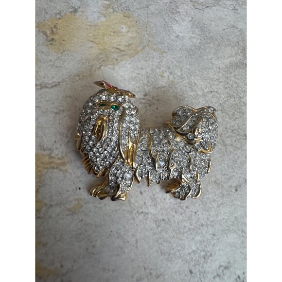 Maltese Dog Rhinestone Brooch Pin Gorgeous - Picture 4 of 10